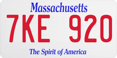 MA license plate 7KE920