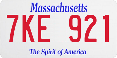 MA license plate 7KE921