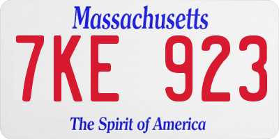 MA license plate 7KE923