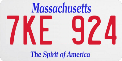 MA license plate 7KE924