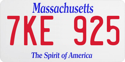MA license plate 7KE925