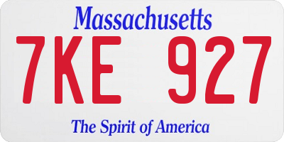 MA license plate 7KE927