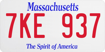 MA license plate 7KE937