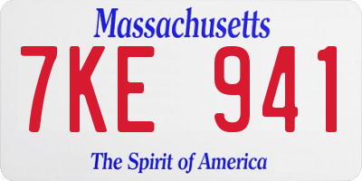 MA license plate 7KE941