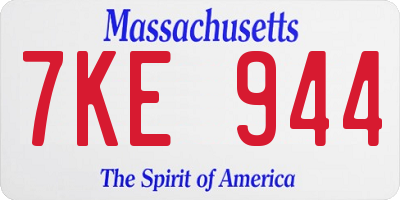 MA license plate 7KE944