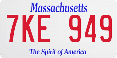 MA license plate 7KE949