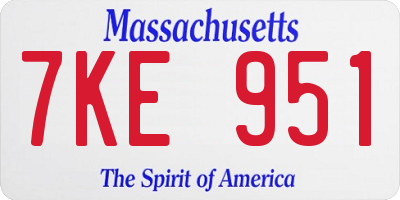 MA license plate 7KE951