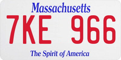 MA license plate 7KE966