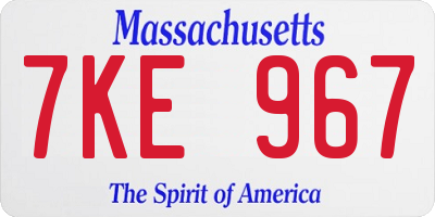 MA license plate 7KE967