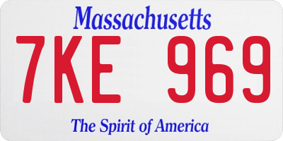MA license plate 7KE969