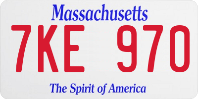 MA license plate 7KE970