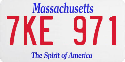 MA license plate 7KE971
