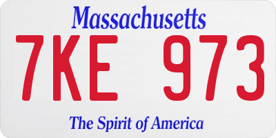 MA license plate 7KE973
