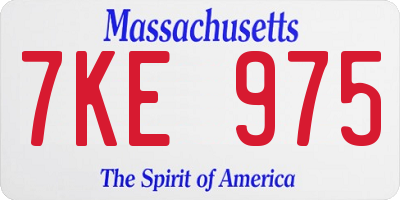 MA license plate 7KE975