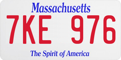 MA license plate 7KE976