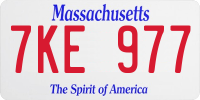 MA license plate 7KE977