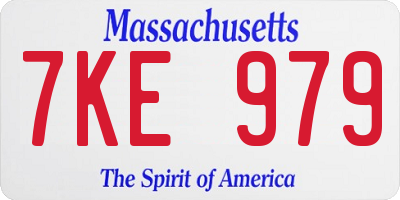 MA license plate 7KE979