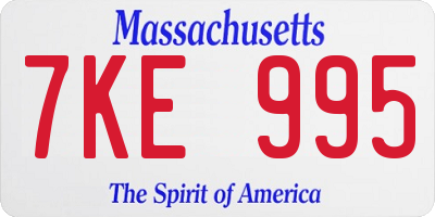 MA license plate 7KE995
