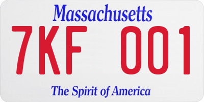 MA license plate 7KF001