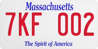 MA license plate 7KF002