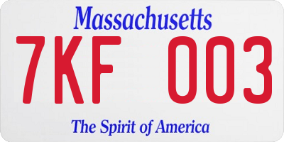 MA license plate 7KF003