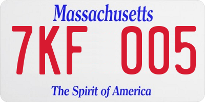 MA license plate 7KF005