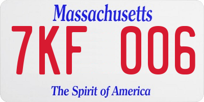 MA license plate 7KF006