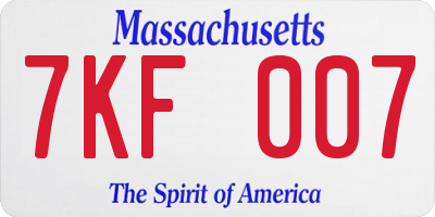 MA license plate 7KF007