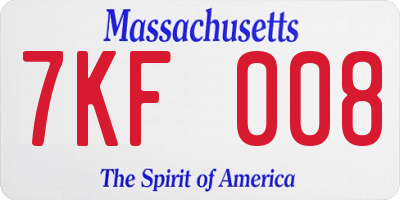 MA license plate 7KF008