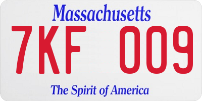 MA license plate 7KF009