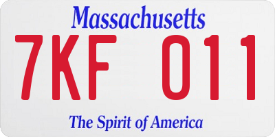 MA license plate 7KF011