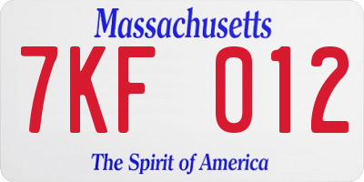 MA license plate 7KF012