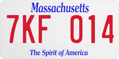 MA license plate 7KF014