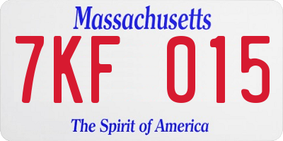 MA license plate 7KF015