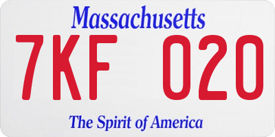 MA license plate 7KF020