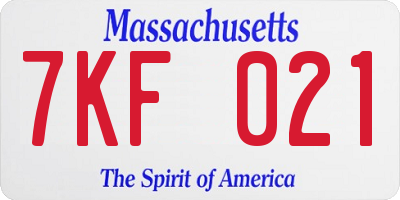 MA license plate 7KF021