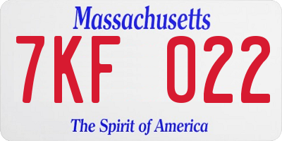 MA license plate 7KF022