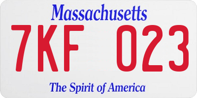 MA license plate 7KF023