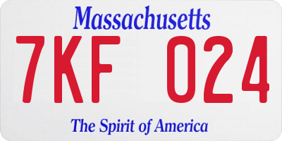 MA license plate 7KF024