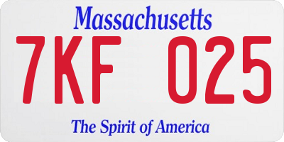 MA license plate 7KF025