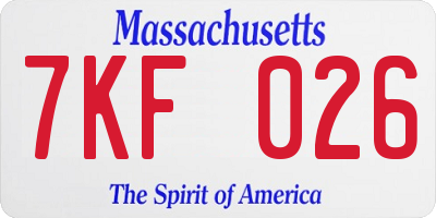 MA license plate 7KF026