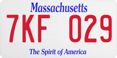 MA license plate 7KF029