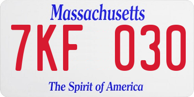 MA license plate 7KF030