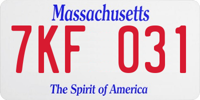 MA license plate 7KF031
