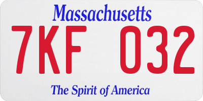 MA license plate 7KF032