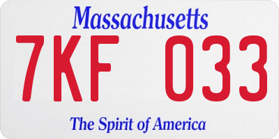MA license plate 7KF033