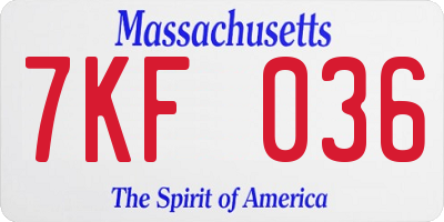 MA license plate 7KF036