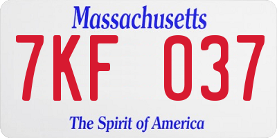 MA license plate 7KF037