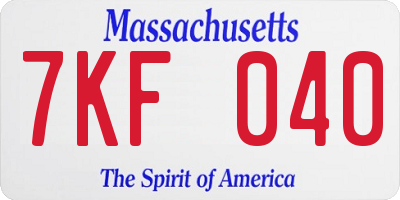MA license plate 7KF040