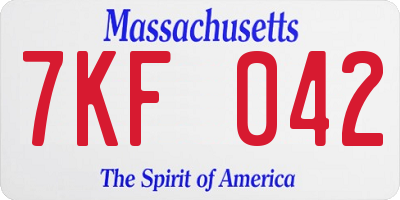 MA license plate 7KF042